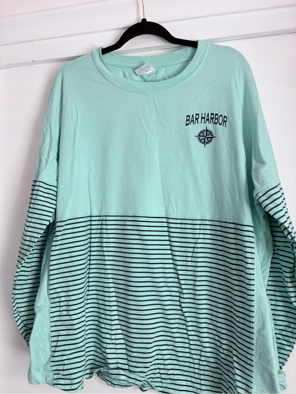 Men's Long-Sleeve Mint Green Striped Tee